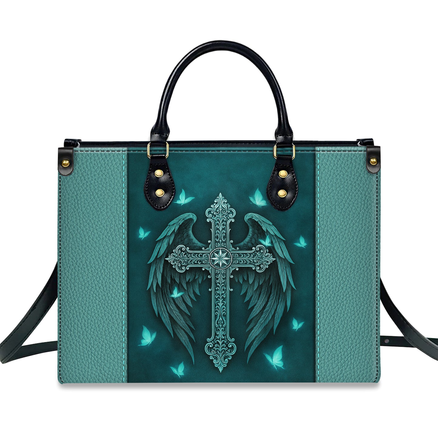 Guardian Angel Wings Cross Personalized Leather Handbag