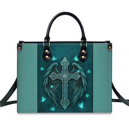 Guardian Angel Wings Cross Personalized Leather Handbag