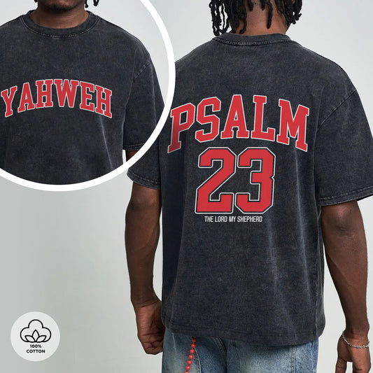 Yahweh Psalm 23 Two Sides Unisex Vintage Washed T-Shirt - The Lord My Shepherd Declaration