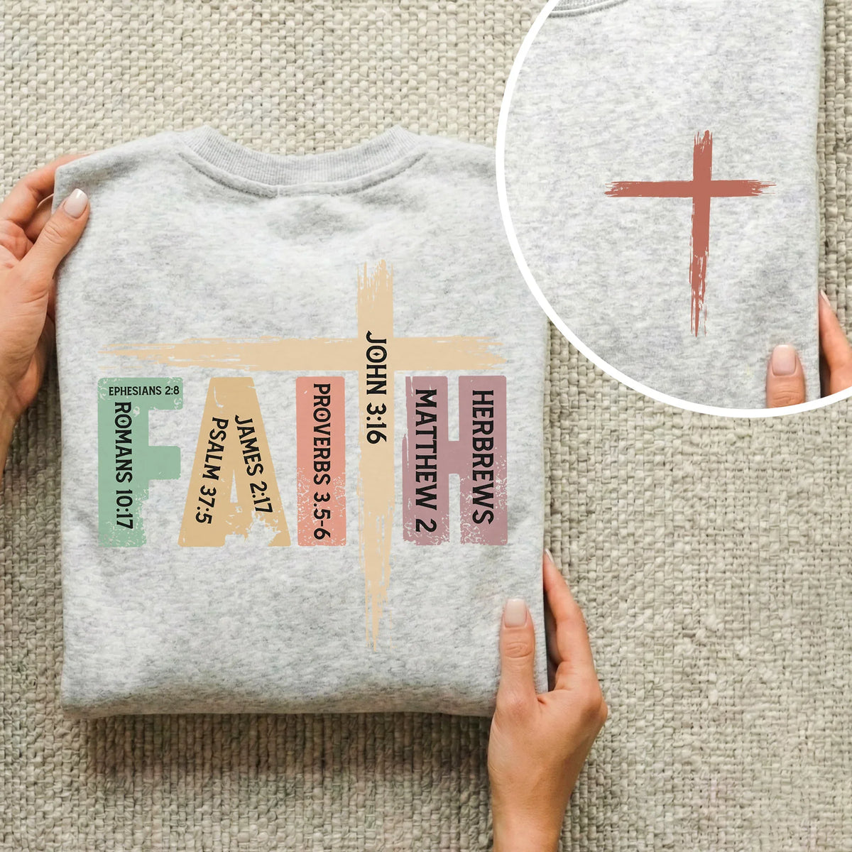 Faith Scripture Cross Typography – Two Sides – Minimalist Faith – Unisex Tshirt /Hoodie/Sweatshirt - Faith Guided Life