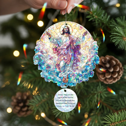 "Light of the World” Holo Acrylic 2-Layer Ornament with Prayer Tag