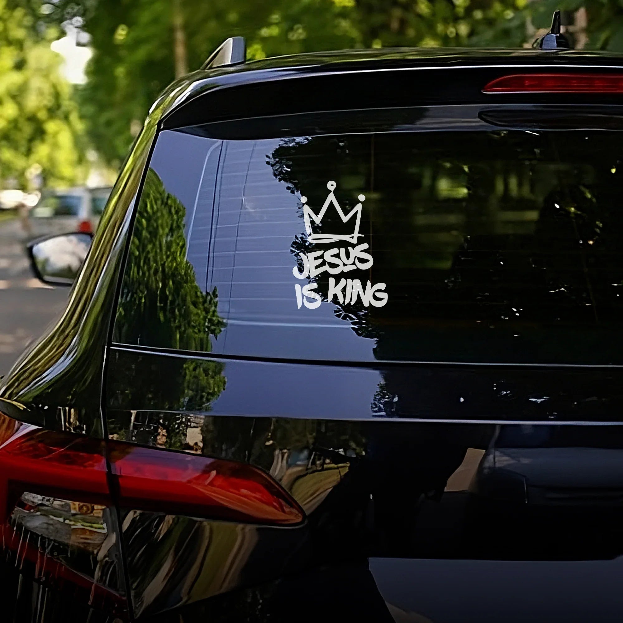 JESUS IS KING Decal – Waterproof Cross Sticker for Car, Laptop, Water Bottle & More - Faith Guided Life