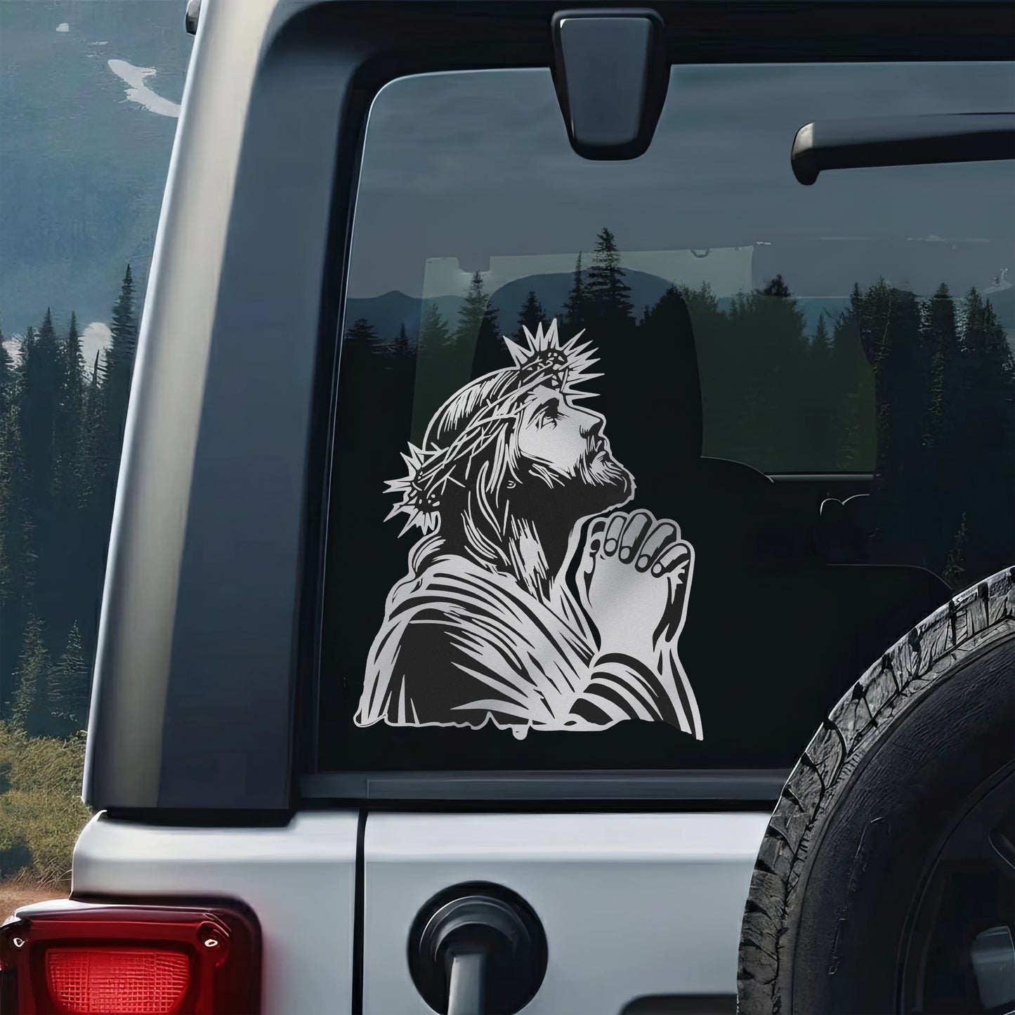 Praying Jesus Decal - Large Graphic for Trucks, Cars, Walls