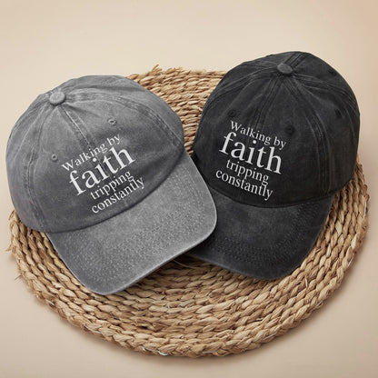 Walking by Faith Tripping Constantly Baseball Cap - Funny Christian Faith Hat