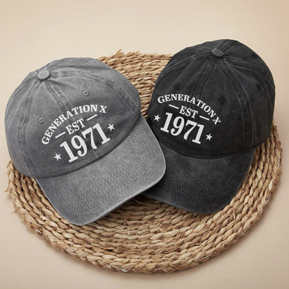 Generation X EST. Custom Year Baseball Cap - Personalized Vintage Pride Hat