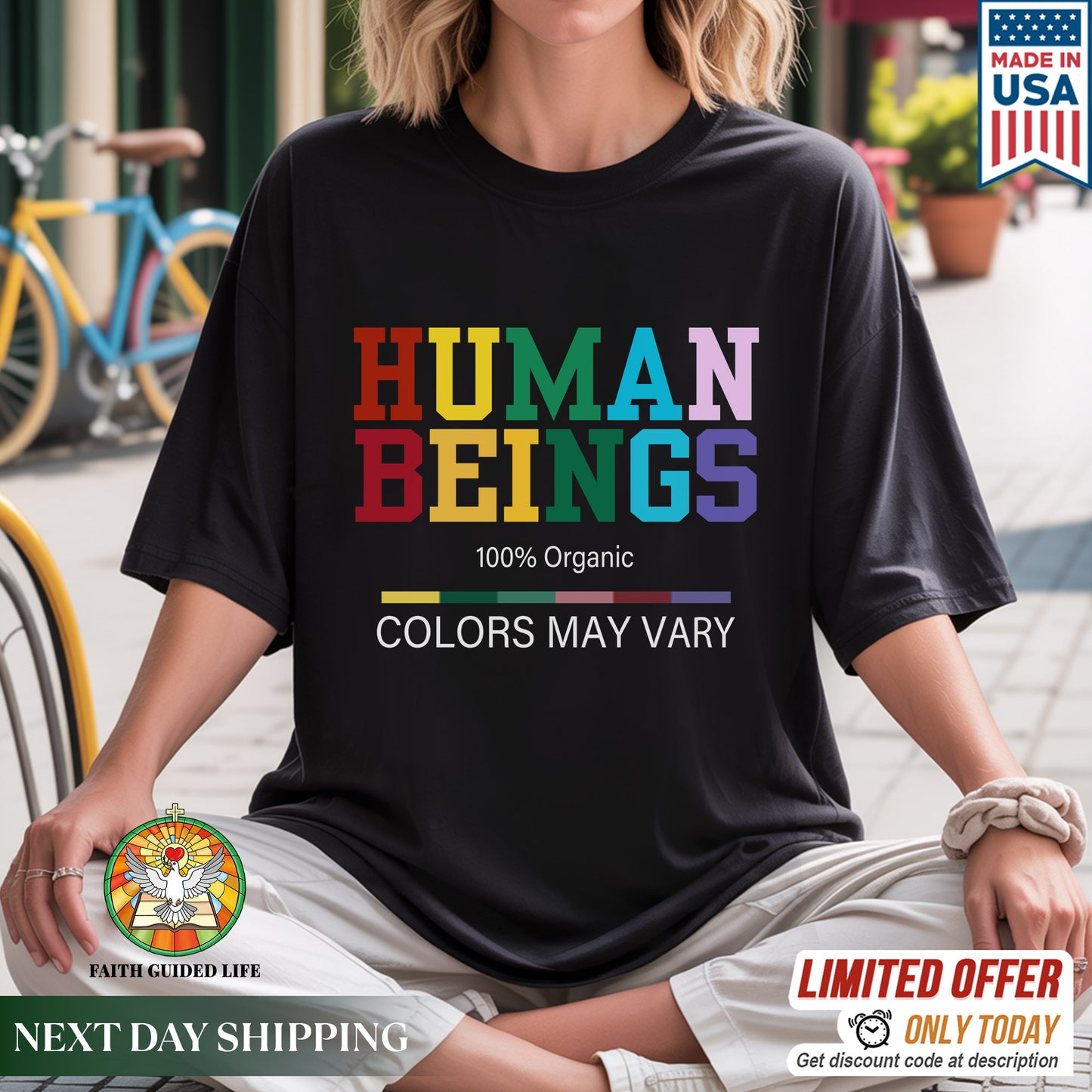 "Human Beings - Colors May Vary" Unisex Diversity T-Shirt | 100% Organic Equality Statement Tee