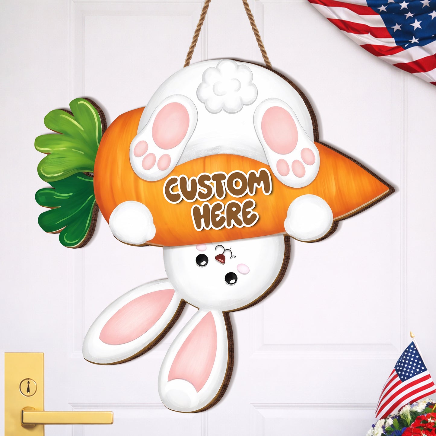 Personalized Easter Bunny Carrot Wood Sign