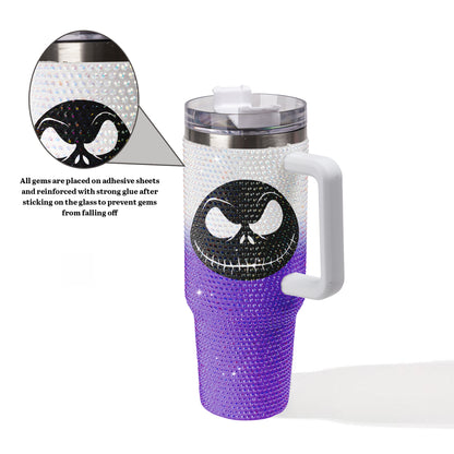 Ghost Halloween Bling Diamond Tumbler 40oz - Sparkling Spooky Rhinestone Cup