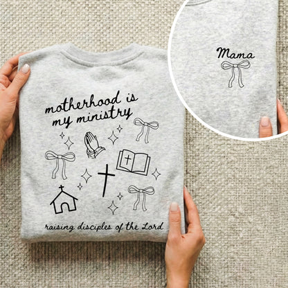 Minimal Mama Ministry with Christian Icons – Two Sides – She is Bless – Unisex Tshirt /Hoodie/Sweatshirt