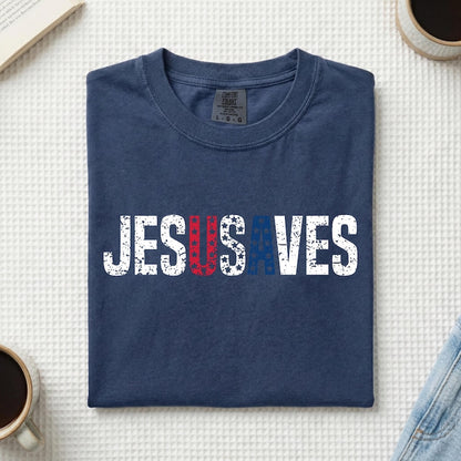 Jesus Saves USA Flag Christian Independence Day – Unisex Tshirt / Hoodie / Sweatshirt