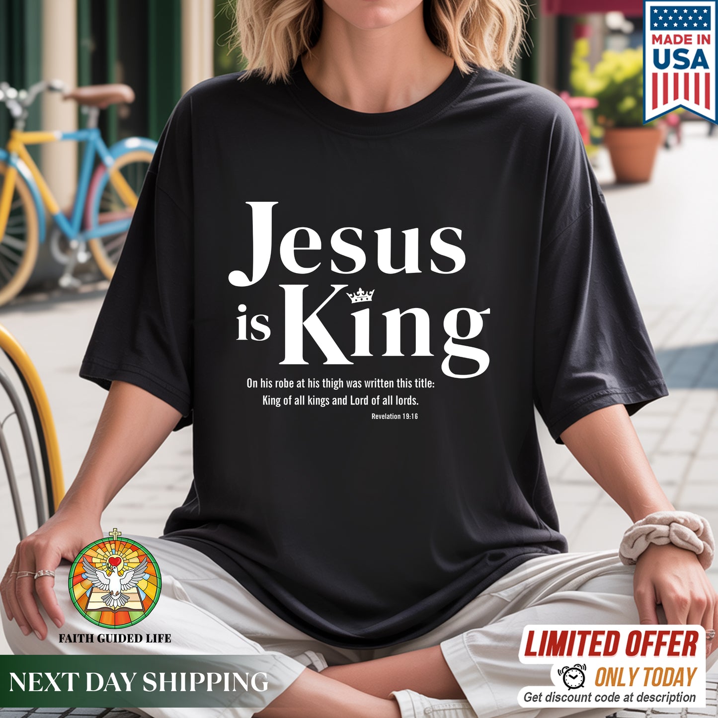 "Jesus is King" Graffiti Style Christian T-Shirt | Faith Guided Life Apparel