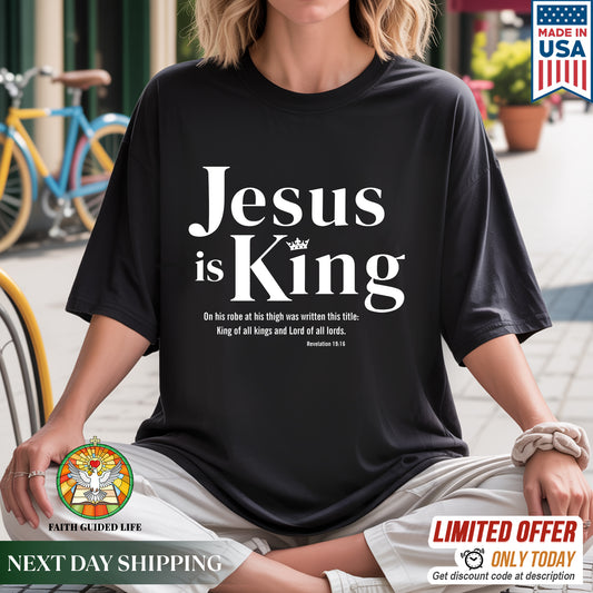 "Jesus is King" Graffiti Style Christian T-Shirt | Faith Guided Life Apparel