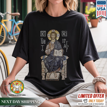 Byzantine Orthodox Jesus Christ Pantocrator T-Shirt - IC XC NIKA Traditional Icon