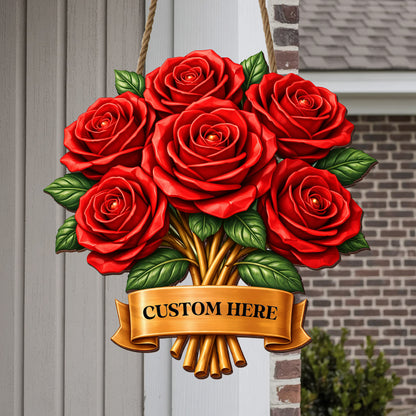 Personalized Mother's Day Rose Bouquet Wood Sign