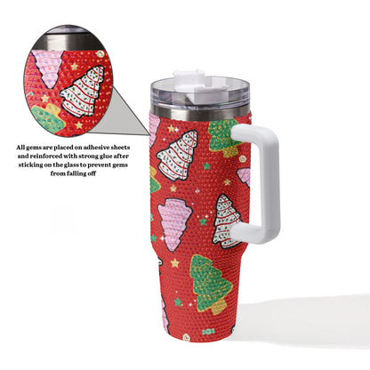 Christmas Trees Winter Hats Bling Diamond Tumbler 40oz - Sparkling Holiday Cozy Rhinestone Cup