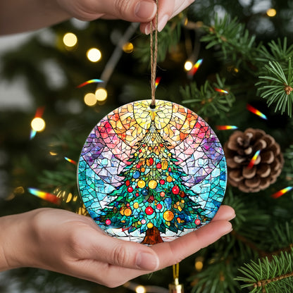 Layered Art Nativity Scene Christmas Ornament | Mary and Jesus in Winter Forest | Christian Keepsake Decoration