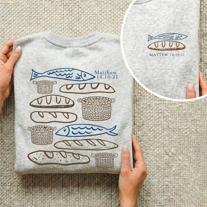 Matthew 14:16-21 Fish And Bread Baskets - Two Sides - Faith Message - Unisex Tshirt / Hoodie / Sweatshirt