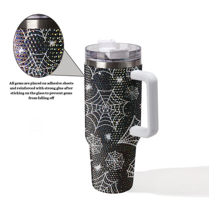 Spider Halloween Diamond Tumbler 40oz - Sparkling Spooky Rhinestone Cup