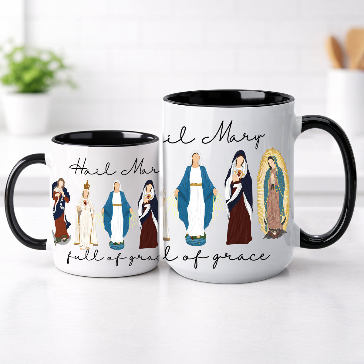 Hail Mary Full of Grace Ceramic Mug - Perfect Christian Gift, Prayer Mug, or Daily Inspiration
