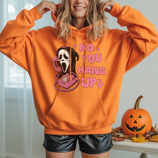 No You Hang Up Ghostface Pink Phone Halloween T-Shirt Scream Movie Horror Romance Tee