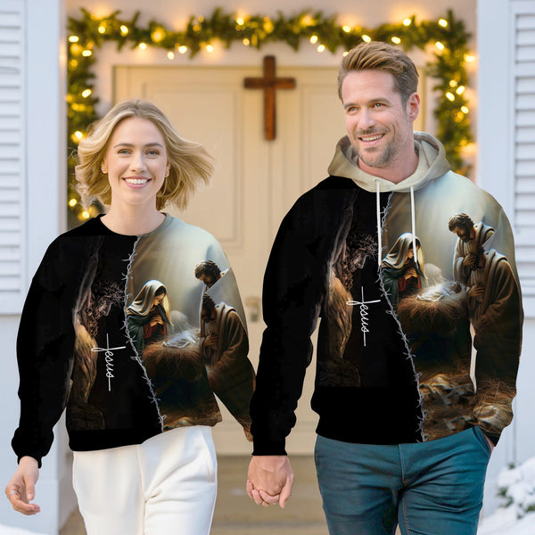 Nativity Scene Hoodie – Christian Faith Christmas Apparel CHRISTIAN-005