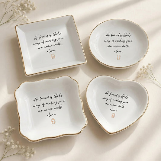 Christian Friendship Jewelry Dish – God's Love Quote Ceramic Ring Tray, Religious Gift for Best Friend & Her