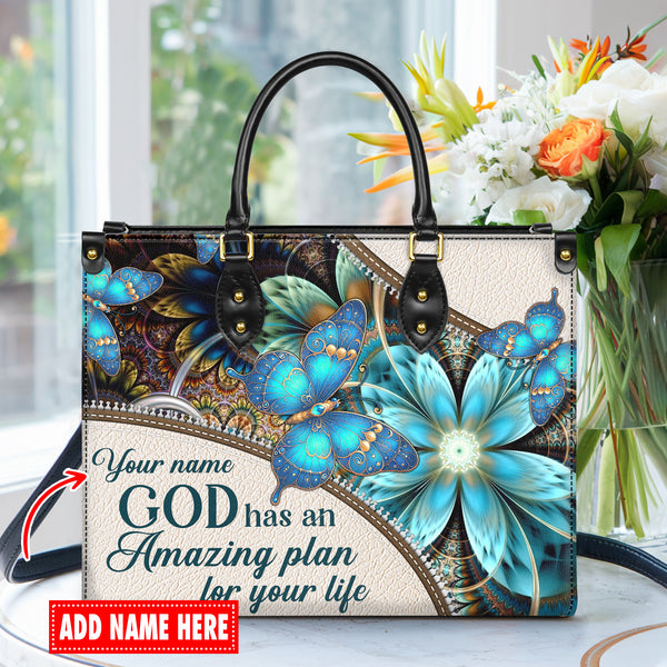 God Has An Amazing Plan For Your Life - Personalized Leather Handbag with Your Name - T8-07