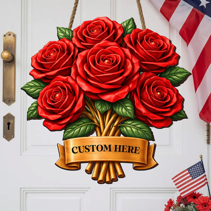 Personalized Mother's Day Rose Bouquet Wood Sign