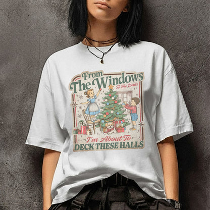 Deck These Halls – Christmas Tree Scene - Old Christmas Days - Unisex Tshirt / Hoodie / Sweatshirt