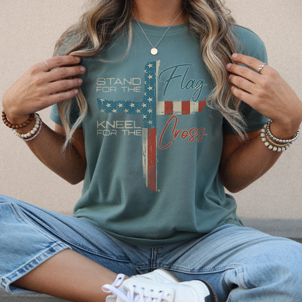Stand for the Flag, Kneel for the Cross 1 - Hold Fast Faith - Unisex Tshirt / Hoodie / Sweatshirt