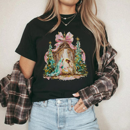 Retro Nativity Scene Christmas – Holy Family Art – Unisex Tshirt / Hoodie / Sweatshirt