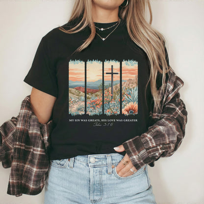 John 3:16 Christian Desert Landscape – He is Risen – Unisex Tshirt / Hoodie / Sweatshirt