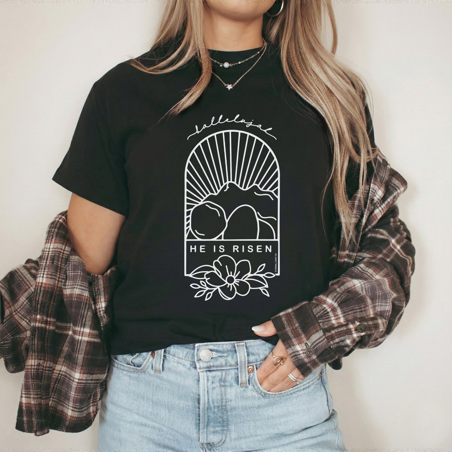 Easter Sunday Empty Tomb Line Art – He is Risen – Unisex Tshirt / Hoodie / Sweatshirt