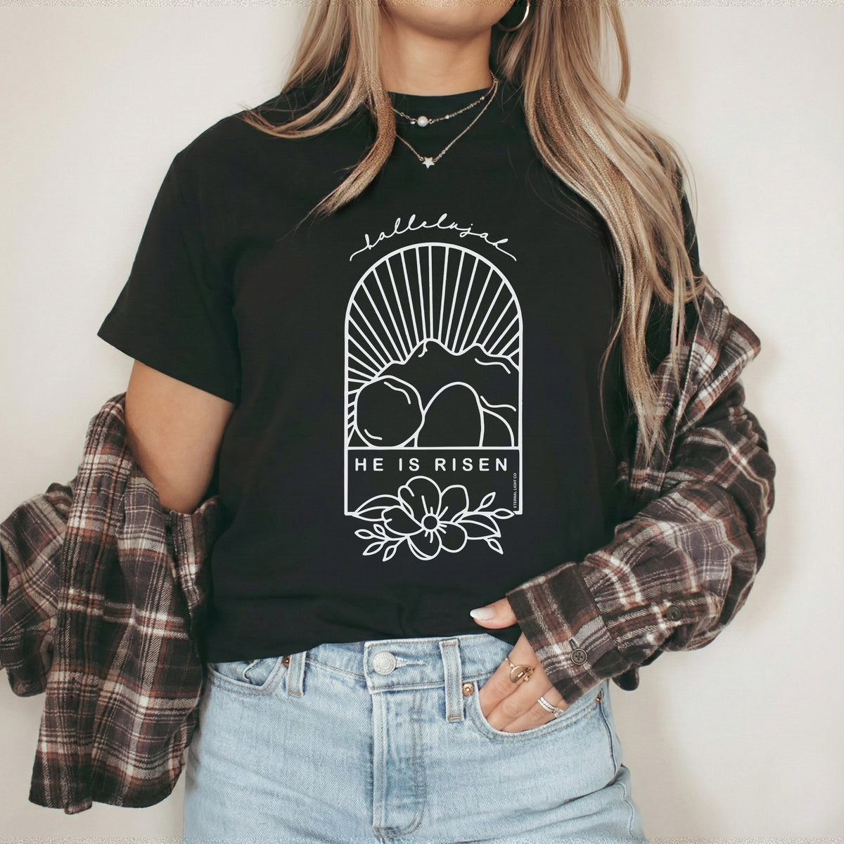 Easter Sunday Empty Tomb Line Art – He is Risen – Unisex Tshirt / Hoodie / Sweatshirt