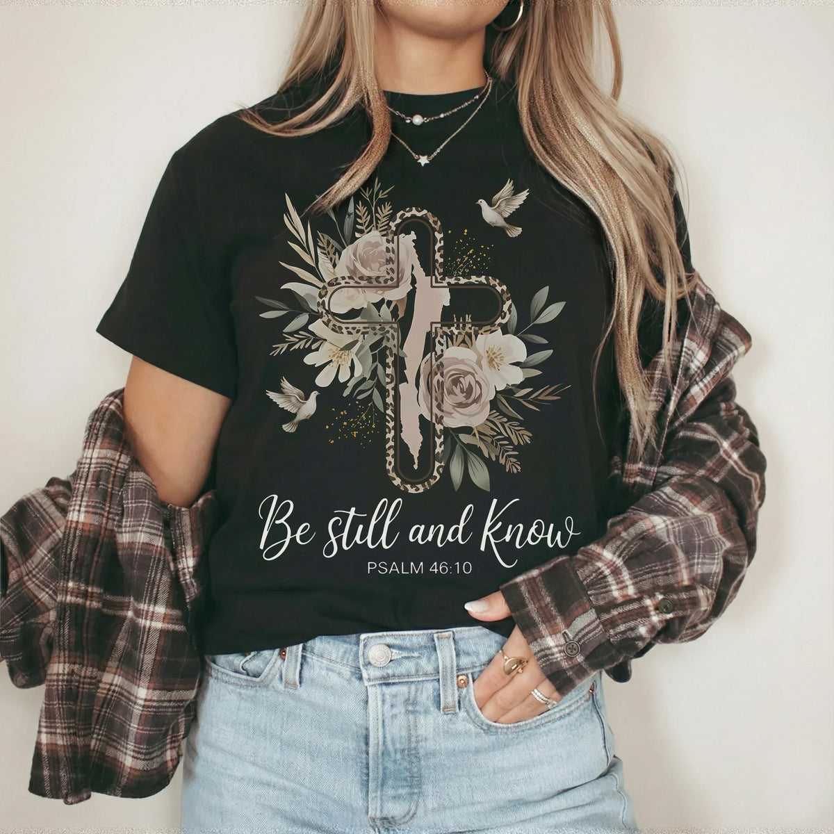 Be Still and Know Floral Cross Design - Faith Floral - Unisex Tshirt / Hoodie / Sweatshirt - Faith Guided Life