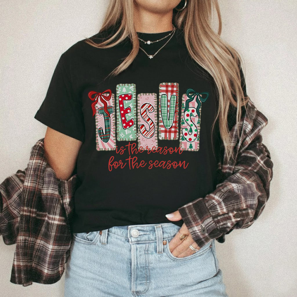 Jesus Is The Reason For The Season Pattern - Merry Christmas - Unisex Tshirt / Hoodie / Sweatshirt