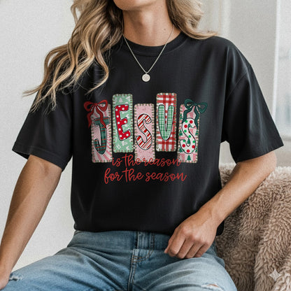 Jesus Is The Reason For The Season Pattern - Merry Christmas - Unisex Tshirt / Hoodie / Sweatshirt