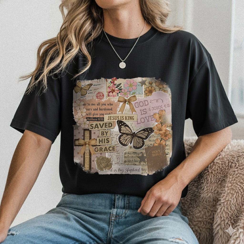 Christian Scrapbook Save by his Grace - Christian Doodle - Unisex Tshirt / Hoodie / Sweatshirt