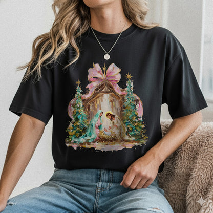 Retro Nativity Scene Christmas – Holy Family Art – Unisex Tshirt / Hoodie / Sweatshirt