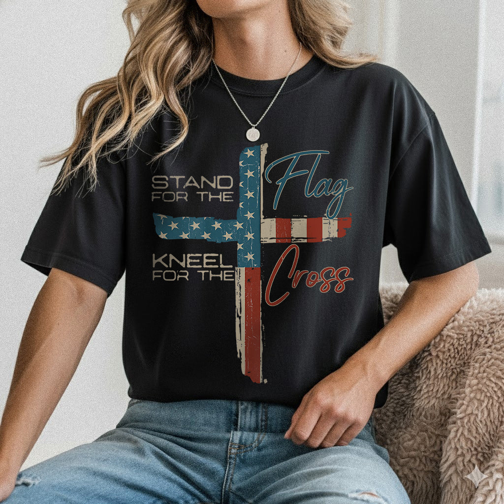 Stand for the Flag, Kneel for the Cross 1 - Hold Fast Faith - Unisex Tshirt / Hoodie / Sweatshirt