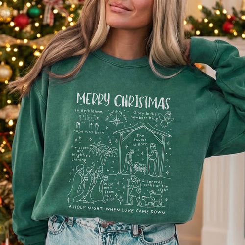 Retro Religious Christmas Manger - Christian Doodle - Unisex Tshirt / Hoodie / Sweatshirt