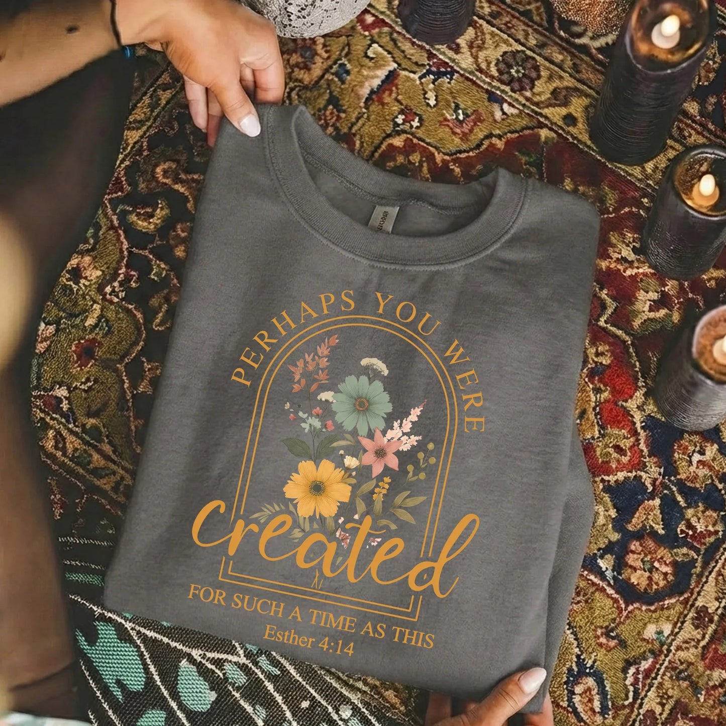 [COMFORT T-SHIRT]Created For Such A Time As This Floral Arch Design - Faith Floral - Faith Guided Life