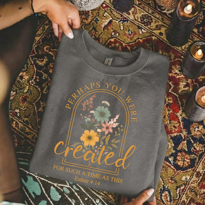 [COMFORT T-SHIRT]Created For Such A Time As This Floral Arch Design - Faith Floral - Faith Guided Life