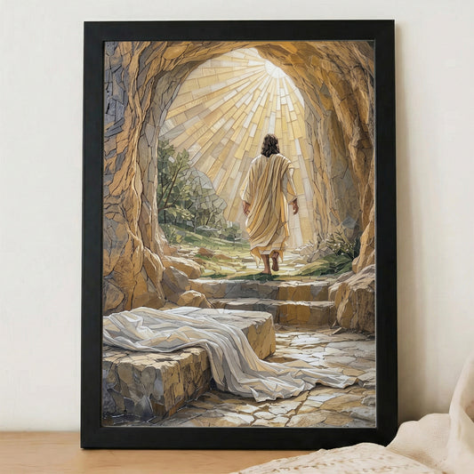 Resurrection Light Jesus Christian Mosaic Wall Art Poster/Canvas