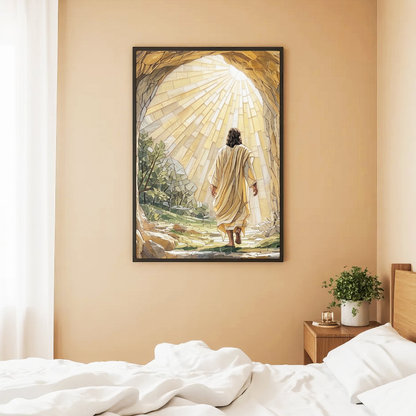 Resurrection Light Jesus Christian Mosaic Wall Art Poster/Canvas