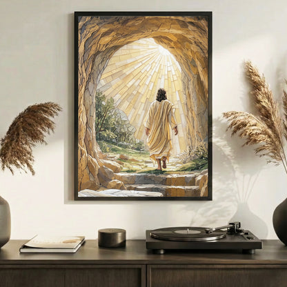 Resurrection Light Jesus Christian Mosaic Wall Art Poster/Canvas
