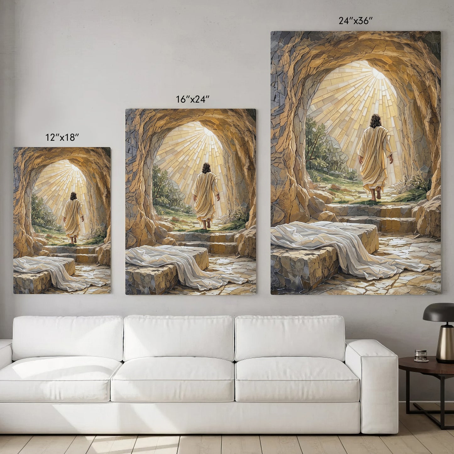 Resurrection Light Jesus Christian Mosaic Wall Art Poster/Canvas