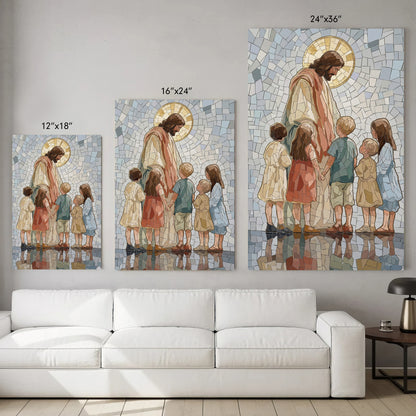 Jesus With Little Children Mosaic Poster/Canvas