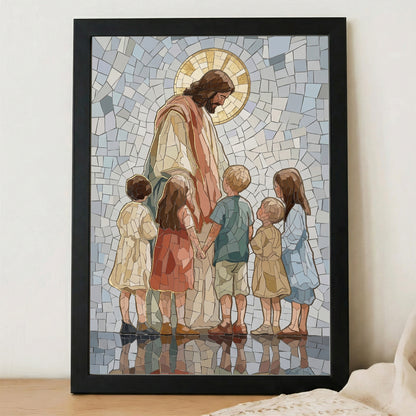 Jesus With Little Children Mosaic Poster/Canvas