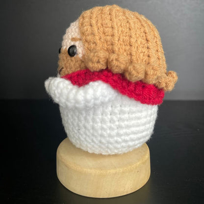 Handmade Jesus Crochet Doll with Wooden Base - Christian Prayer Decor & Meaningful Gift